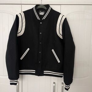 Saint Laurent Classic Black and White Varsity Jacket